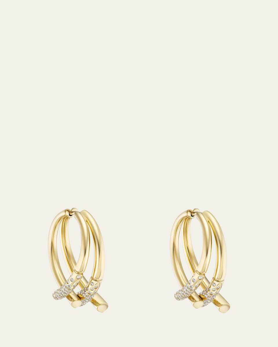 Oera Fairmined 18K Gold Pavé Duo Orb Earrings